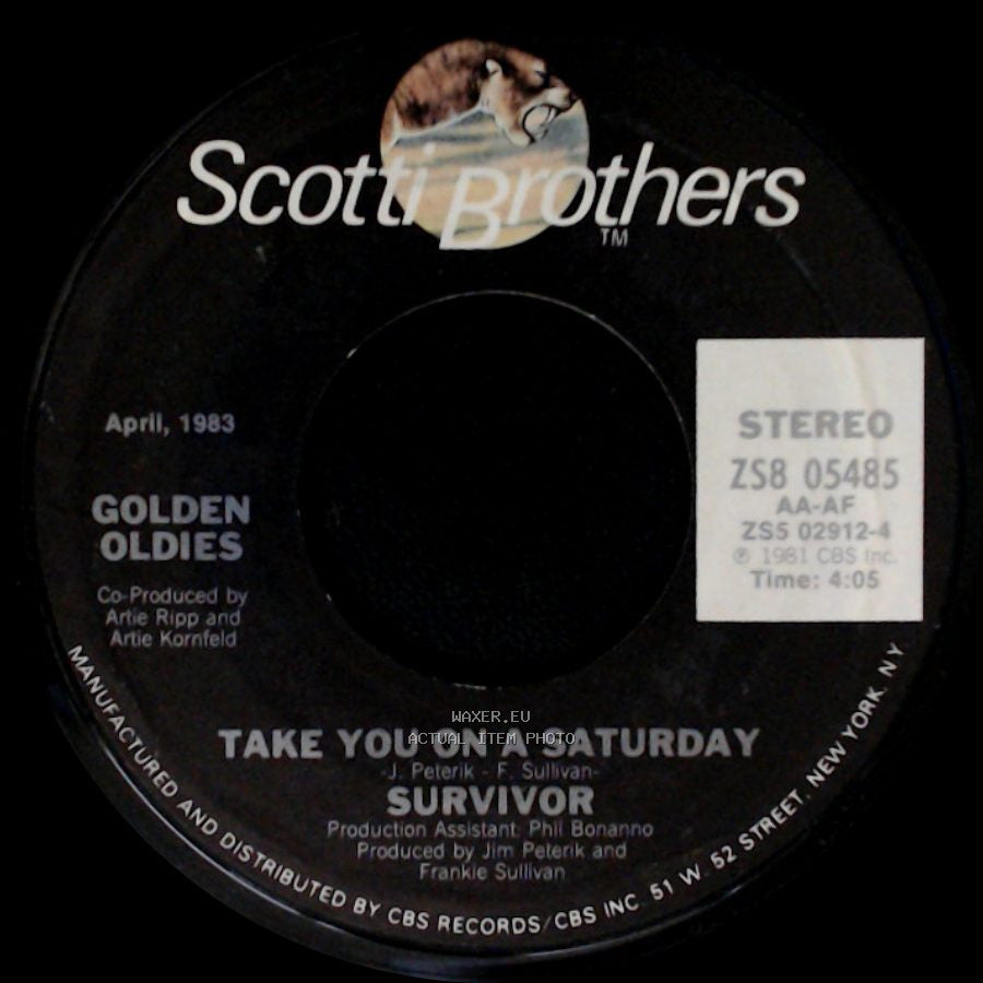Survivor - Eye Of The Tiger / Take You On A Saturday side B