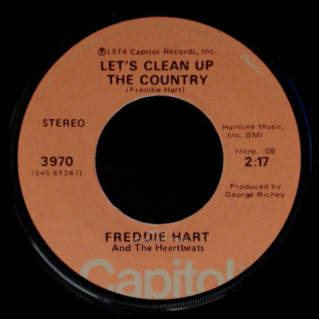 Freddie Hart And The Heartbeats - My Woman's Man / Let's Clean Up The Country side B
