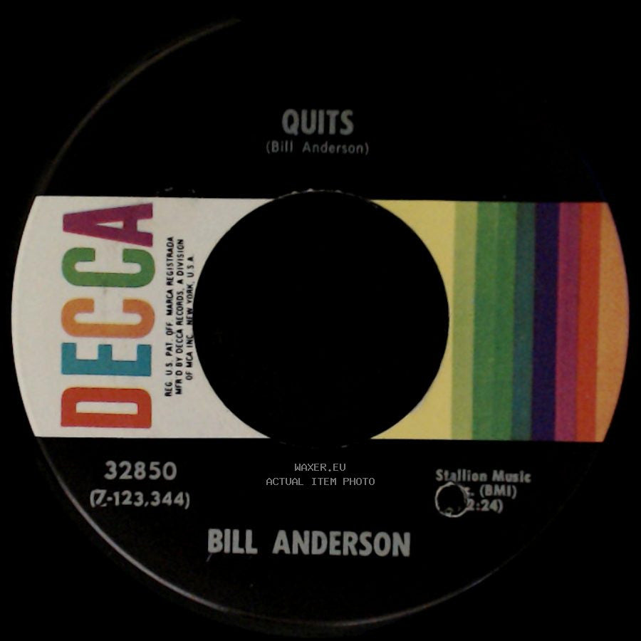 Bill Anderson - I'll Live For You / Quits side B