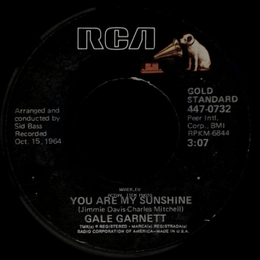 Gale Garnett - We'll Sing In The Sunshine / You Are My Sunshine side B