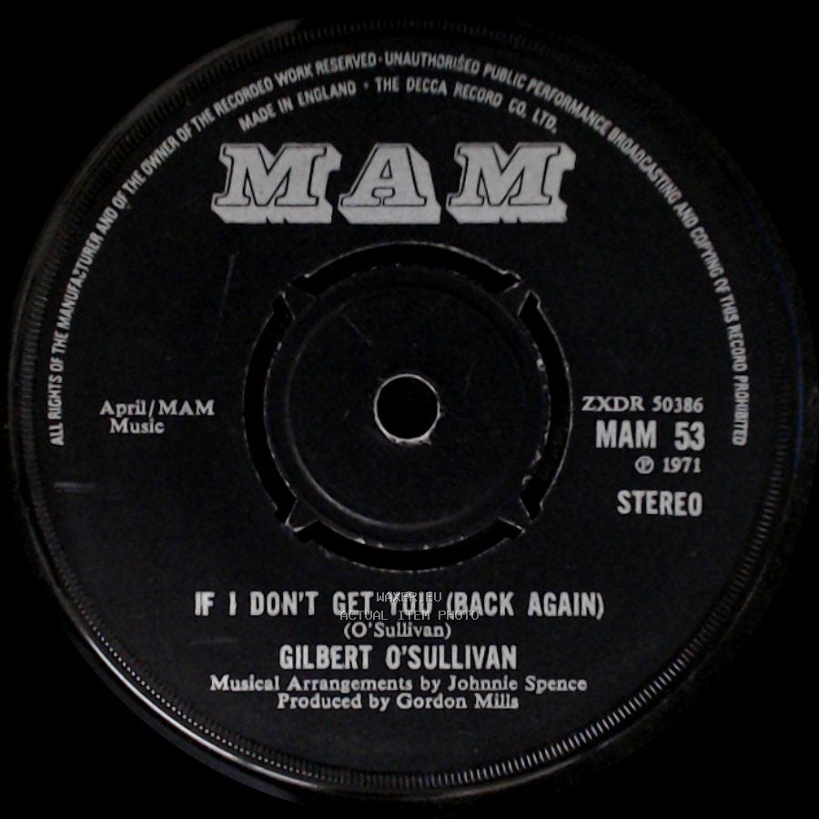 Gilbert O'sullivan - No Matter How I Try / If I Don’t Get You (Back Again) side B