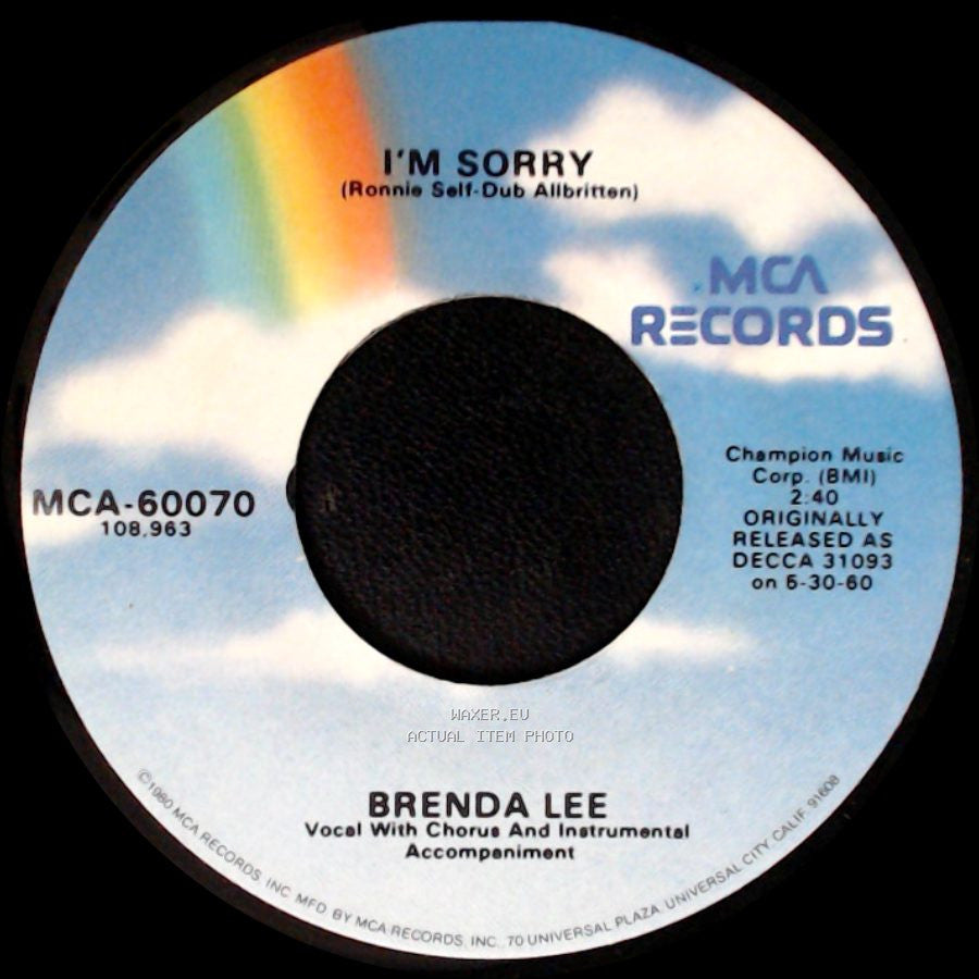 Brenda Lee - All Alone Am I / I'm Sorry side B