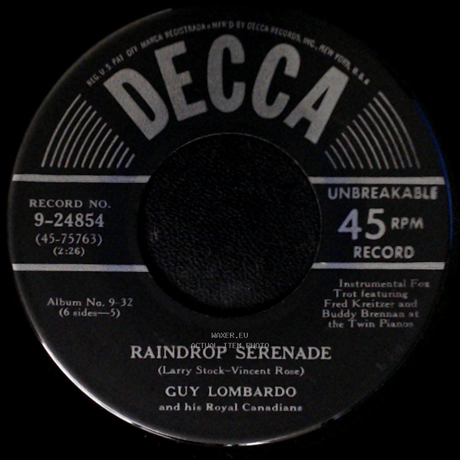 Guy Lombardo And His Royal Canadians - La Golondrina (The Swallow) (Narciso Serradell) / Raindrop Serenade side B