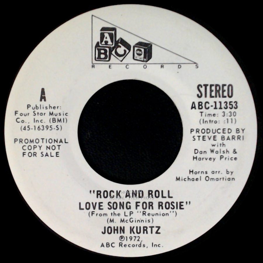 John Kurtz - Rock And Roll Love Song For Rosie / Rock And Roll Love Song For Rosie side A