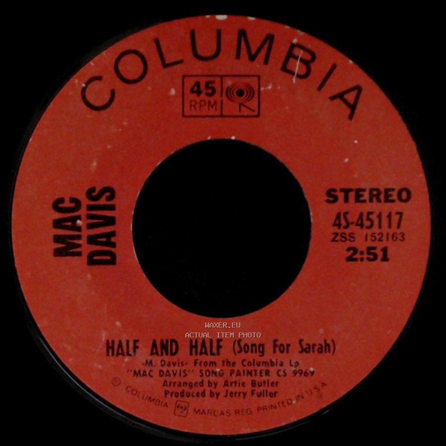 Mac Davis - Whoever Finds This, I Love You / Half And Half (Song For Sarah) side B