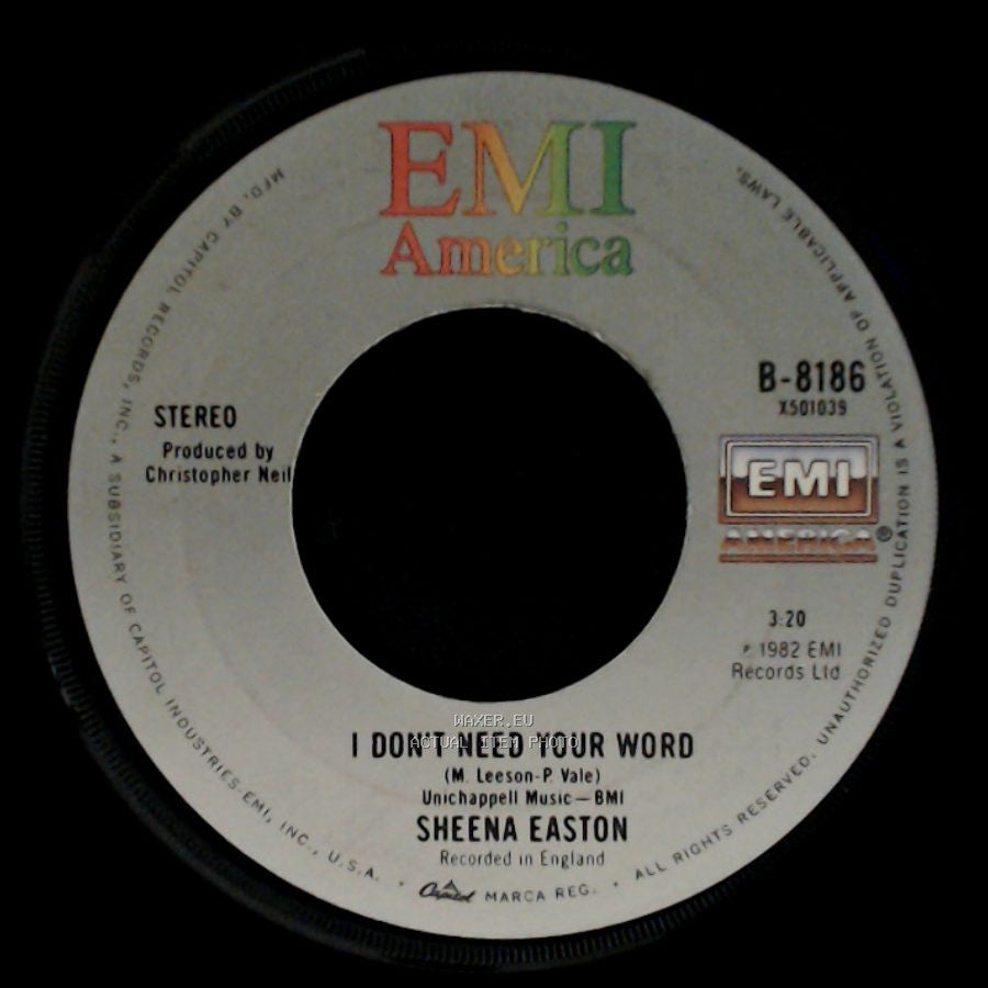 Sheena Easton - Almost Over You / I Don't Need Your Word side B