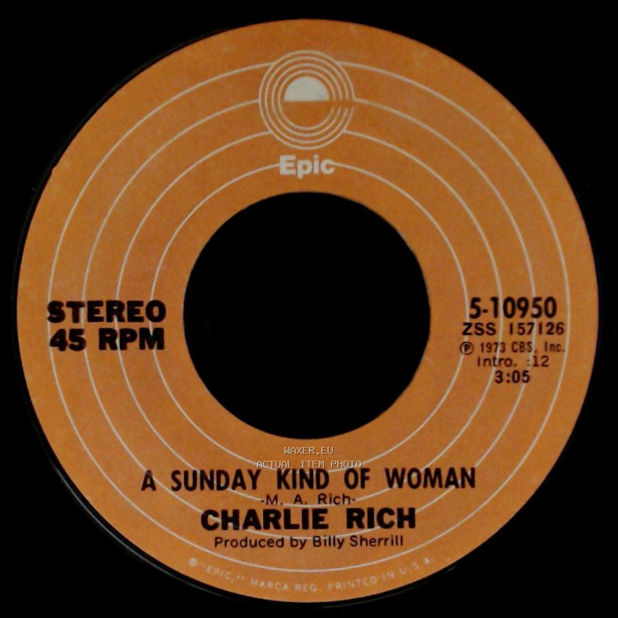 Charlie Rich - Behind Closed Doors / A Sunday Kind Of Woman side B