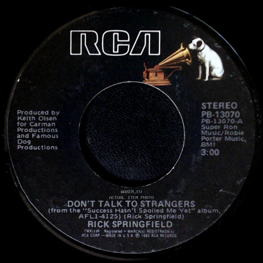 Rick Springfield - Don’t Talk To Strangers / Tonight side A