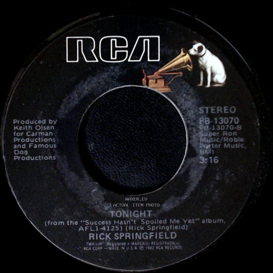 Rick Springfield - Don’t Talk To Strangers / Tonight side B