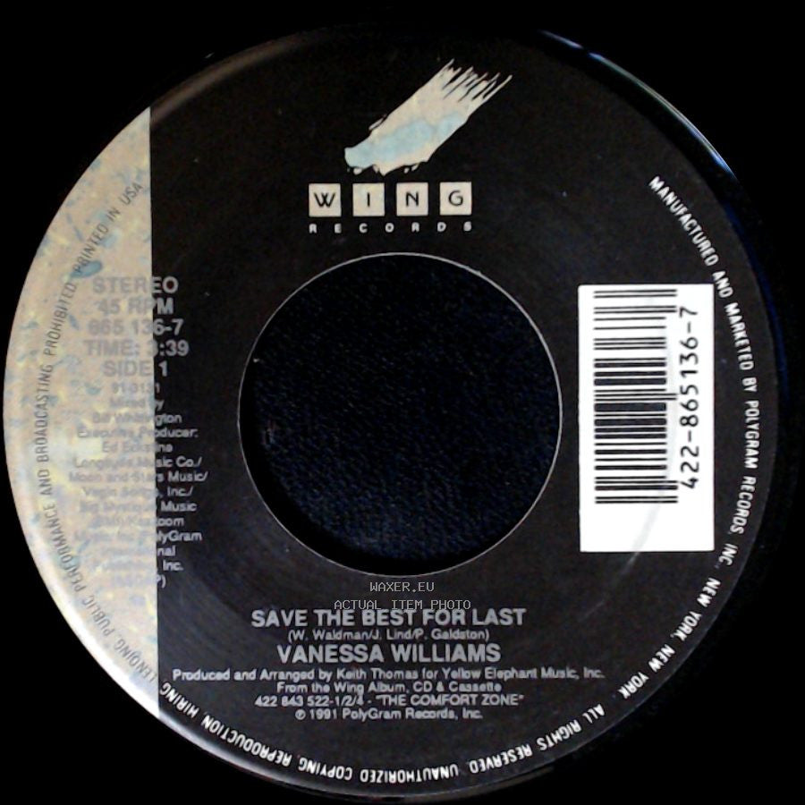 Vanessa Williams - Save The Best For Last / Freedom Dance (Get Free) (Lp Version) side A