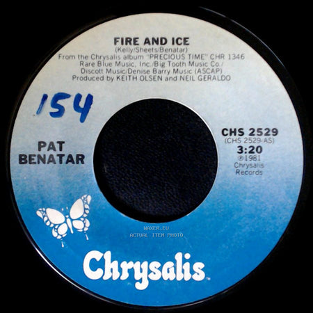 Pat Benatar - Hard To Believe / Fire And Ice side B