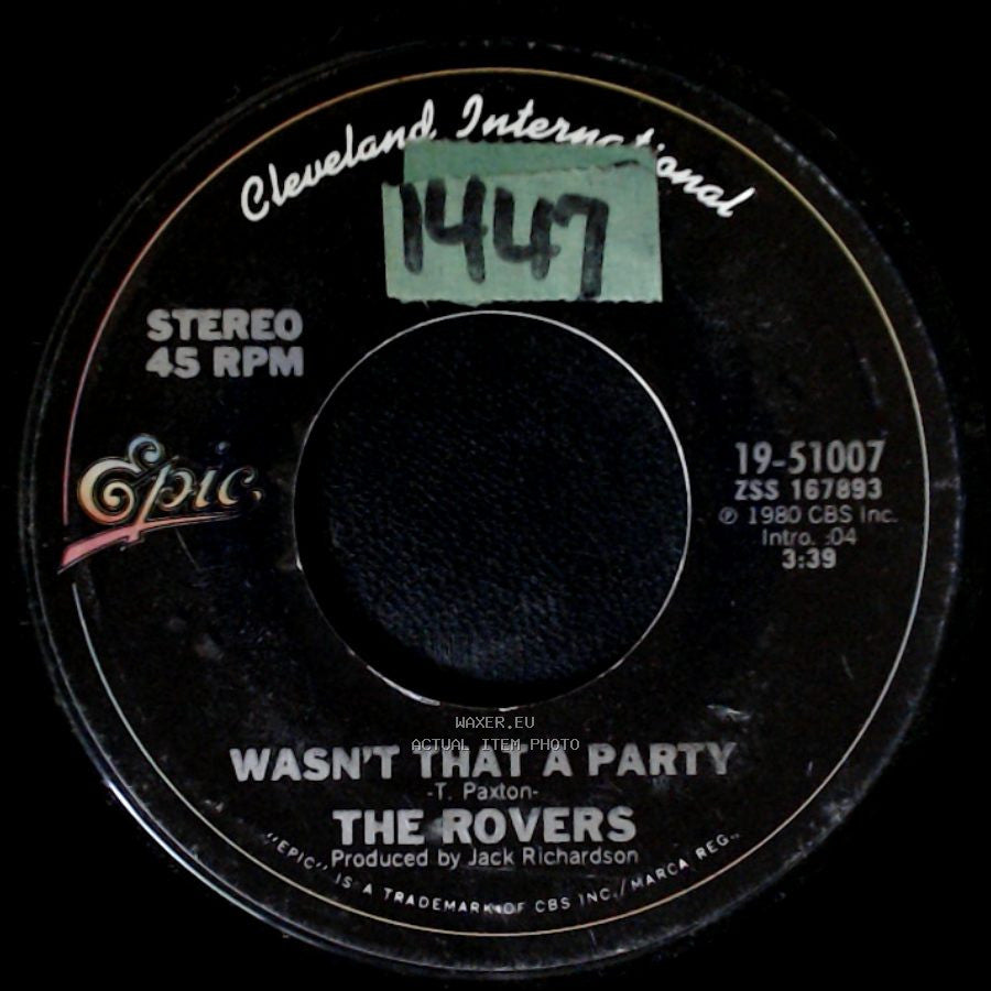 The Rovers - Matchstalk Men And Matchstalk Cats And Dogs / Wasn't That A Party side B