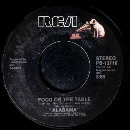 Alabama - Roll On (Eighteen Wheeler) / Food On The Table side B