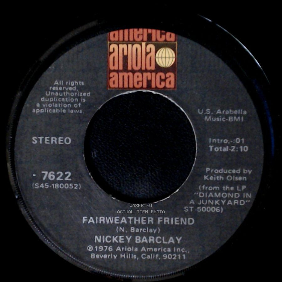 Nickey Barclay - Lonely Days / Fairweather Friend side B