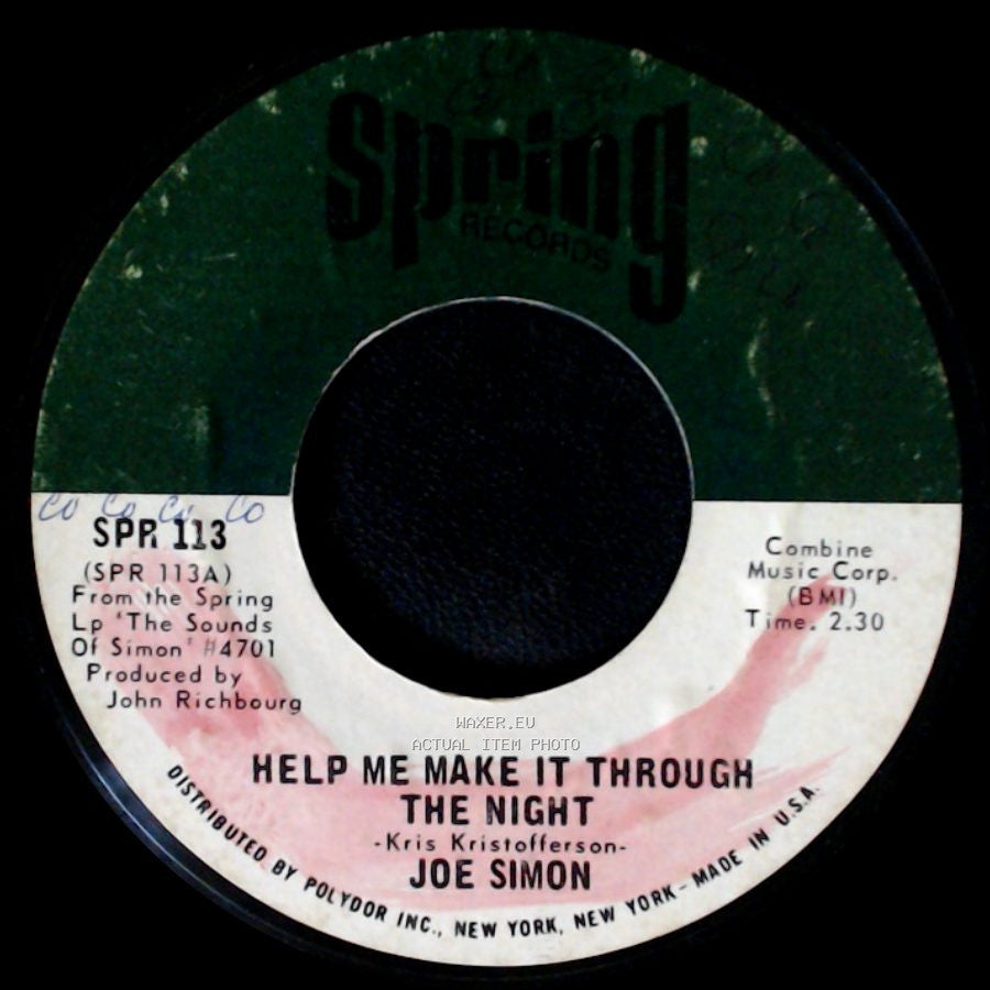 Joe Simon - Help Me Make It Through The Night / To Lay Down Beside You side A