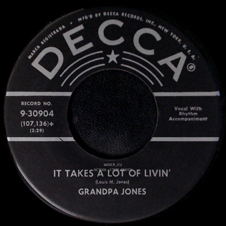 Grandpa Jones - It Takes A Lot Of Livin' / Don't Bring Your Banjo Home side A