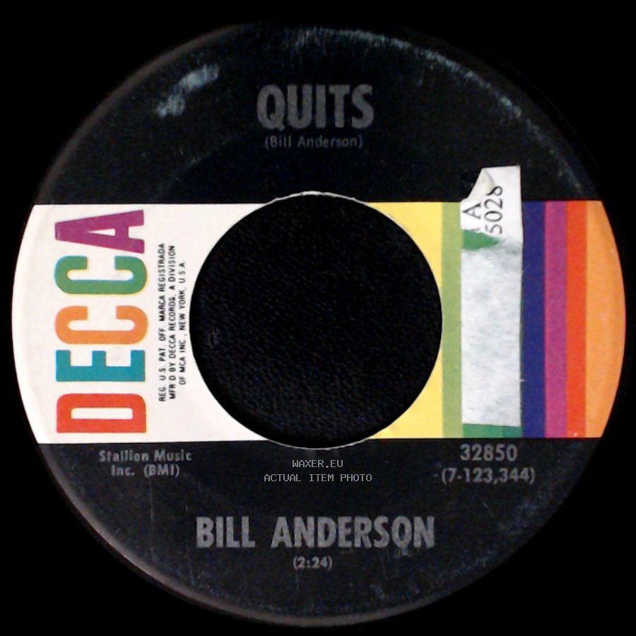 Bill Anderson - I'll Live For You / Quits side B