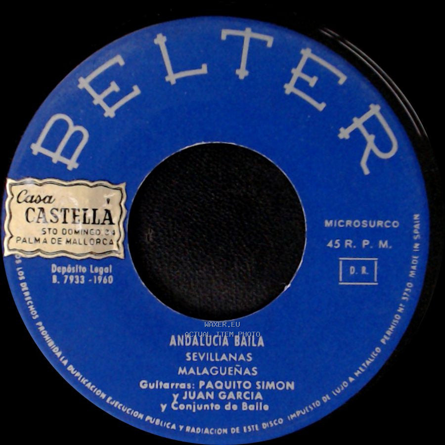 Paquito Simon Y Juan Garcia Y Conjunto De Baile - Andalucia Baila Sevillanas Malagueñas / Andalucia Baila Tanguillo Zambra Gitana side A