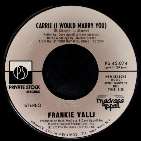 Frankie Valli - Carrie (I Would Marry You) / Fallen Angel side A
