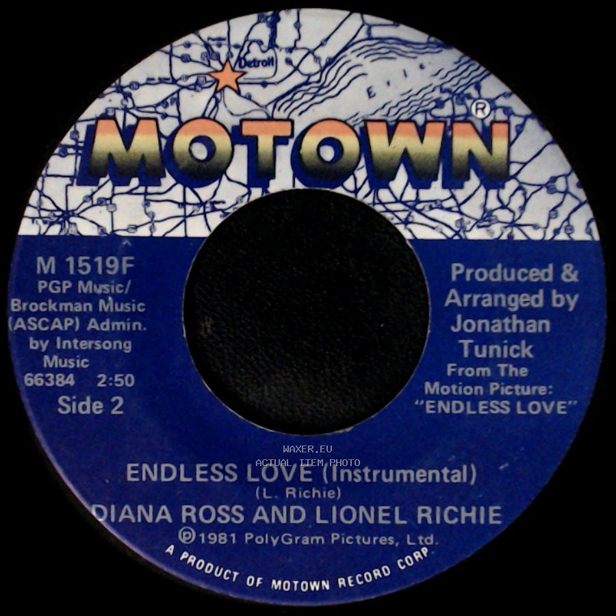 Diana Ross And Lionel Richie - Endless Love (Vocal) / Endless Love (Instrumental) side B