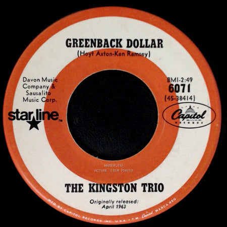The Kingston Trio - Reverend Mr. Black / Greenback Dollar side B