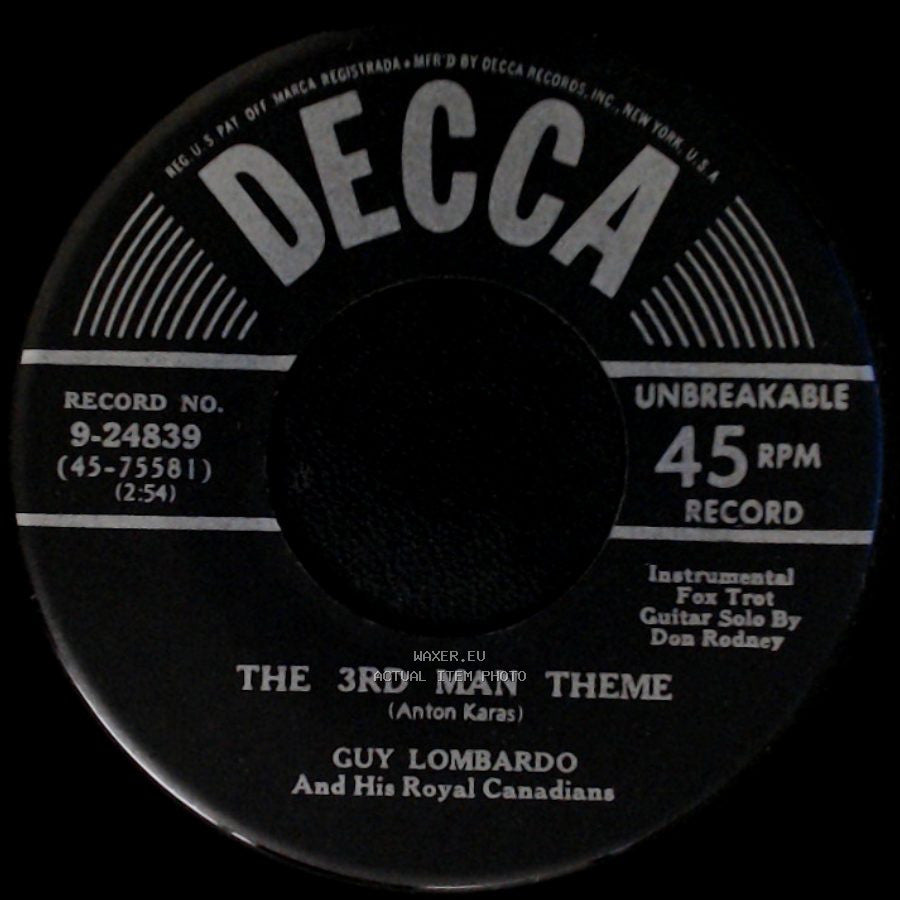 Guy Lombardo And His Royal Canadians - The 3Rd Man Theme / Cafe Mozart Waltz side A
