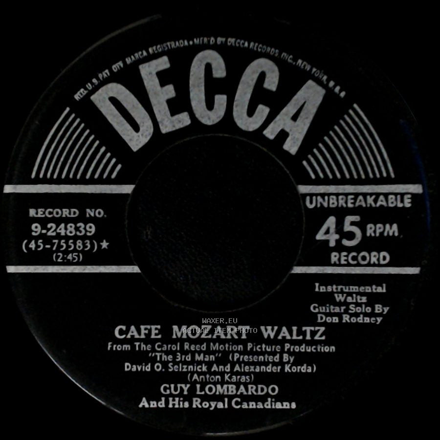Guy Lombardo And His Royal Canadians - The 3Rd Man Theme / Cafe Mozart Waltz side B