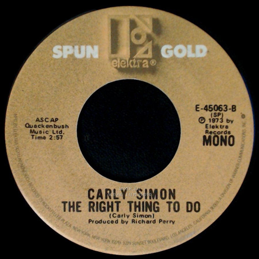Carly Simon - You're So Vain / The Right Thing To Do side B