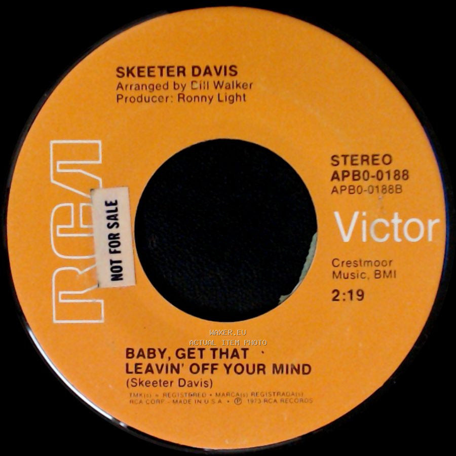 Skeeter Davis - Baby, Get That Leavin' Off Your Mind / Don't Forget To Remember side A