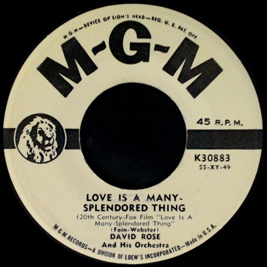 David Rose And His Orchestra - You And You Alone / Love Is A Many-Splendored Thing side B
