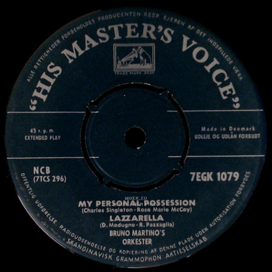 Bruno Martino's Orkester - My Personal Possession / Lazzarella / Nel Blu, Dipinto Di Blu / Io, Mammeta E Tu side A
