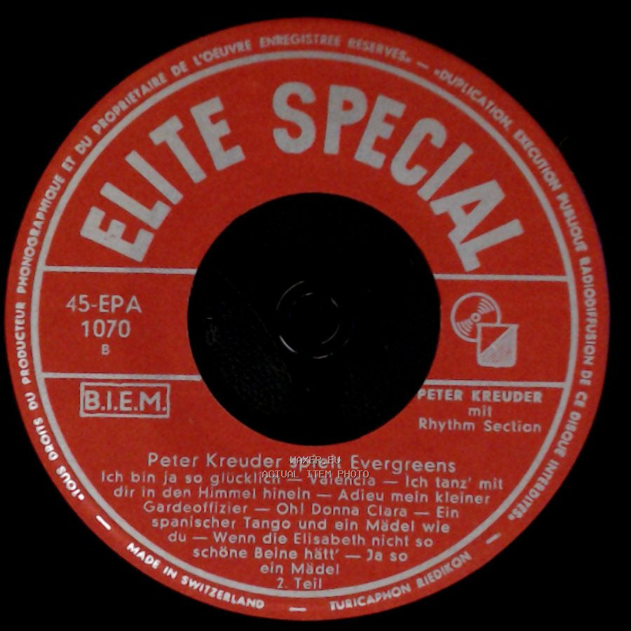 Peter Kreuder Mit Rhythm Section - Peter Kreuder Spielt Evergreens / Peter Kreuder Spielt Evergreens side A