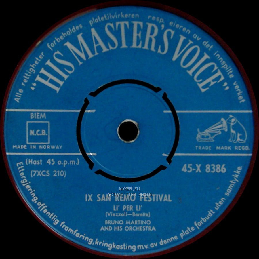 Bruno Martino And His Orchestra - Niove (1St Prize) / Ix San Remo Festival Li' Per Li' side B