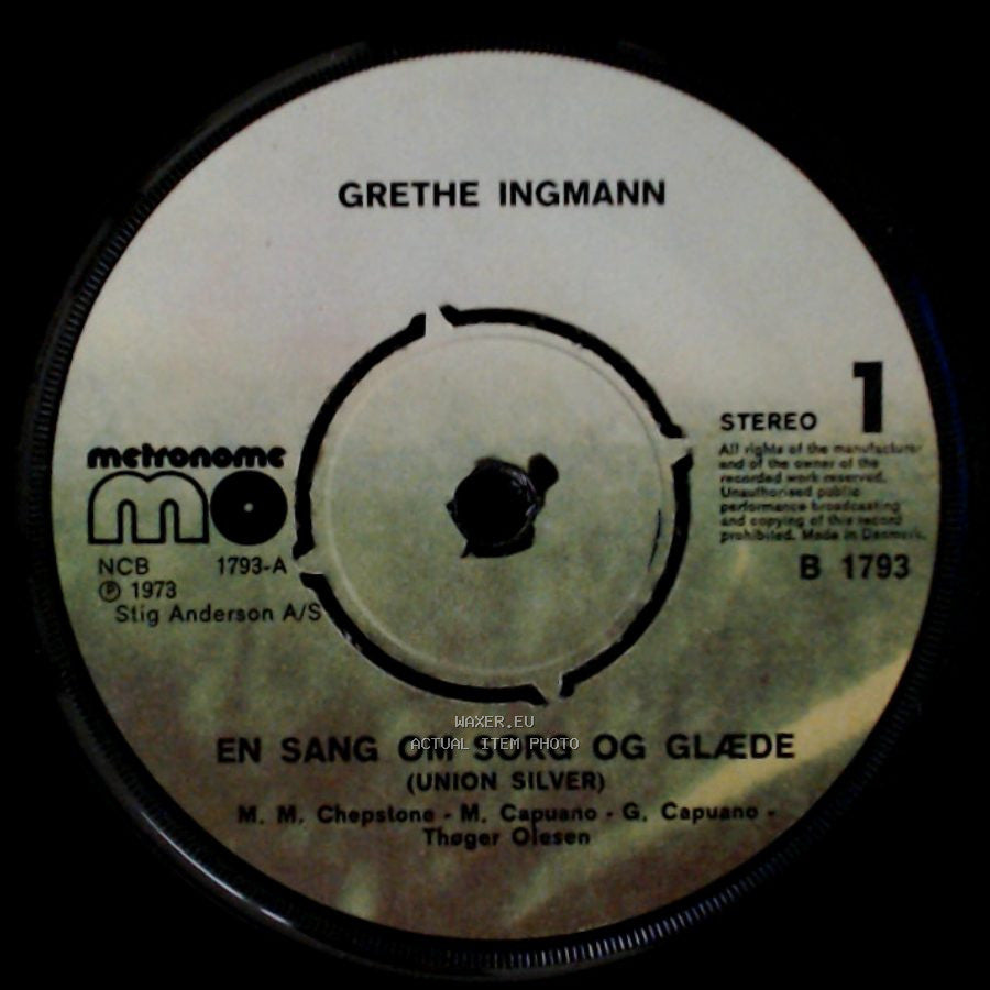 Grethe Ingmann - En Sang Om Sorg Og Glæde / Vågned' Op En Tidlig Morgen (Mother And Child Reunion) side A