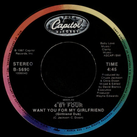 4 By Four - Want You For My Girlfriend (Girlfriend Dub) / Want You For My Girlfriend (Radio Edit) side A