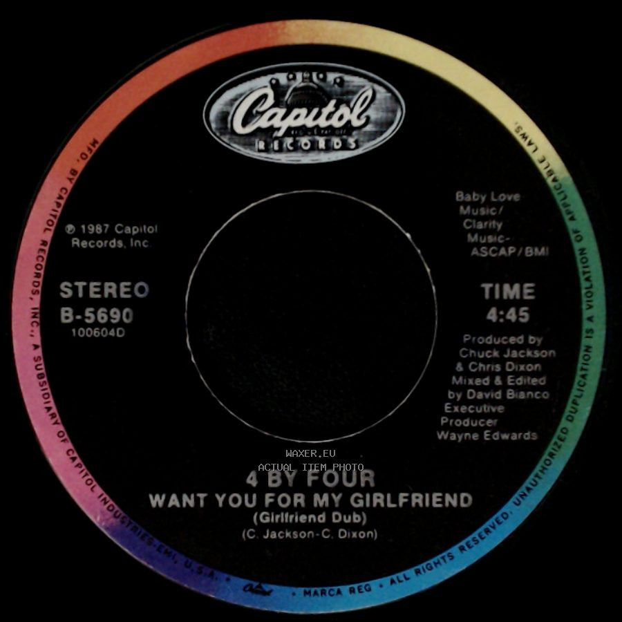 4 By Four - Want You For My Girlfriend (Girlfriend Dub) / Want You For My Girlfriend (Radio Edit) side A