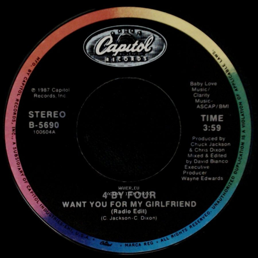 4 By Four - Want You For My Girlfriend (Girlfriend Dub) / Want You For My Girlfriend (Radio Edit) side B