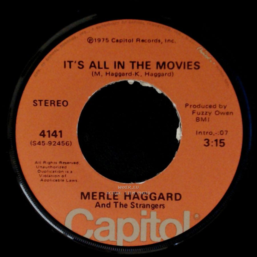 Merle Haggard And The Strangers - Living With The Shades Pulled Down / It's All In The Movies side B