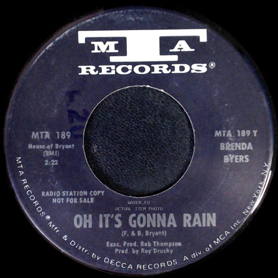 Brenda Byers - Little Boys / Oh It's Gonna Rain side B