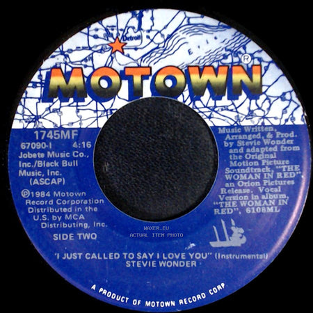 Stevie Wonder - I Just Called To Say I Love You / I Just Called To Say I Love You (Instrumental) side B