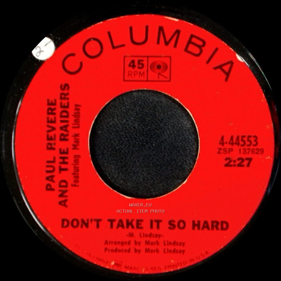 Paul Revere And The Raiders Featuring Mark Lindsay - Observation From Flight 285 / Don't Take It So Hard side B