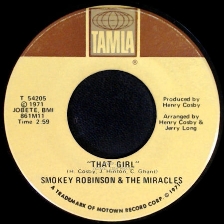 Smokey Robinson & The Miracles - That Girl / I Don't Blame You At All side A