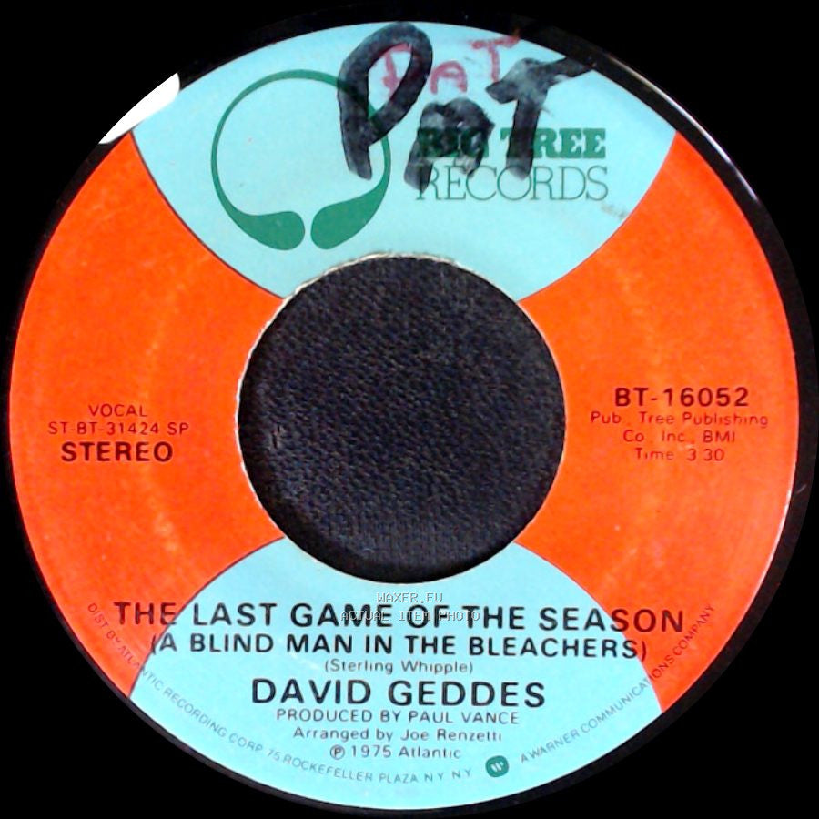 David Geddes - The Last Game Of The Season (A Blind Man In The Bleachers) / Wise Up Girl side A