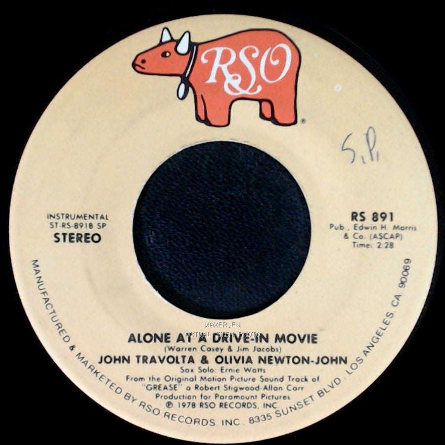 John Travolta & Olivia Newton-John - Alone At A Drive-In Movie / You're The One That I Want side A