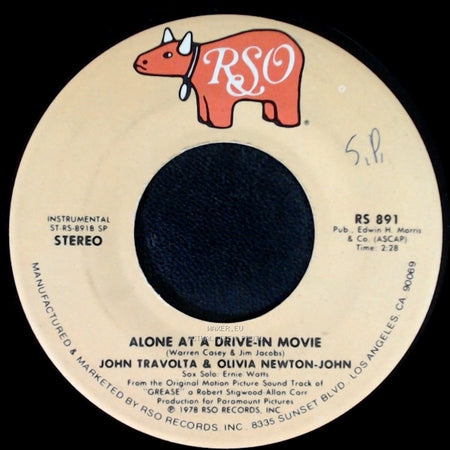 John Travolta & Olivia Newton-John - Alone At A Drive-In Movie / You're The One That I Want side A