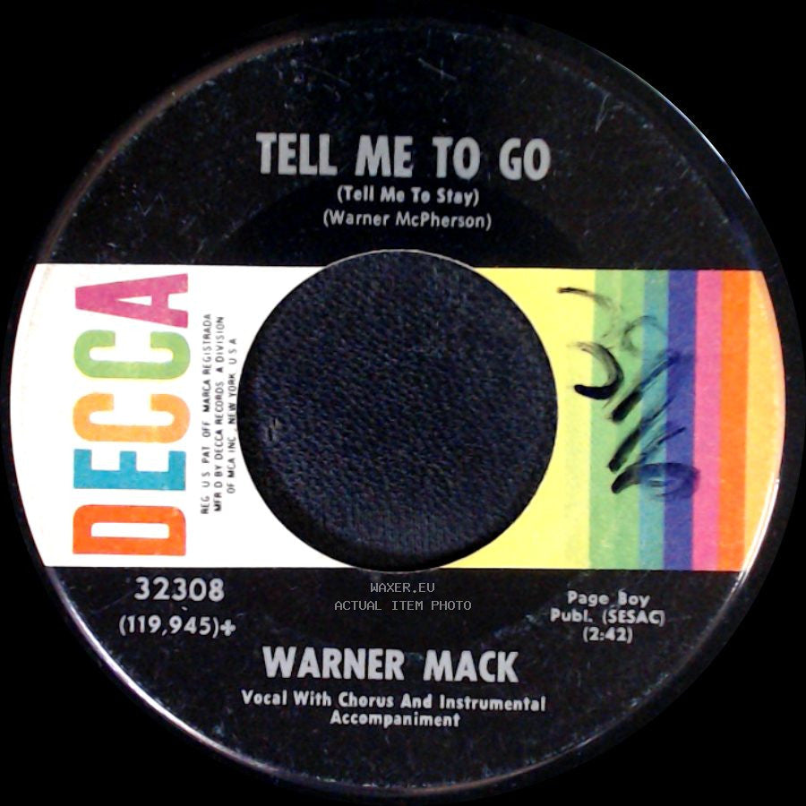 Warner Mack - Tell Me To Go (Tell Me To Stay) / I'm Gonna Move On side A