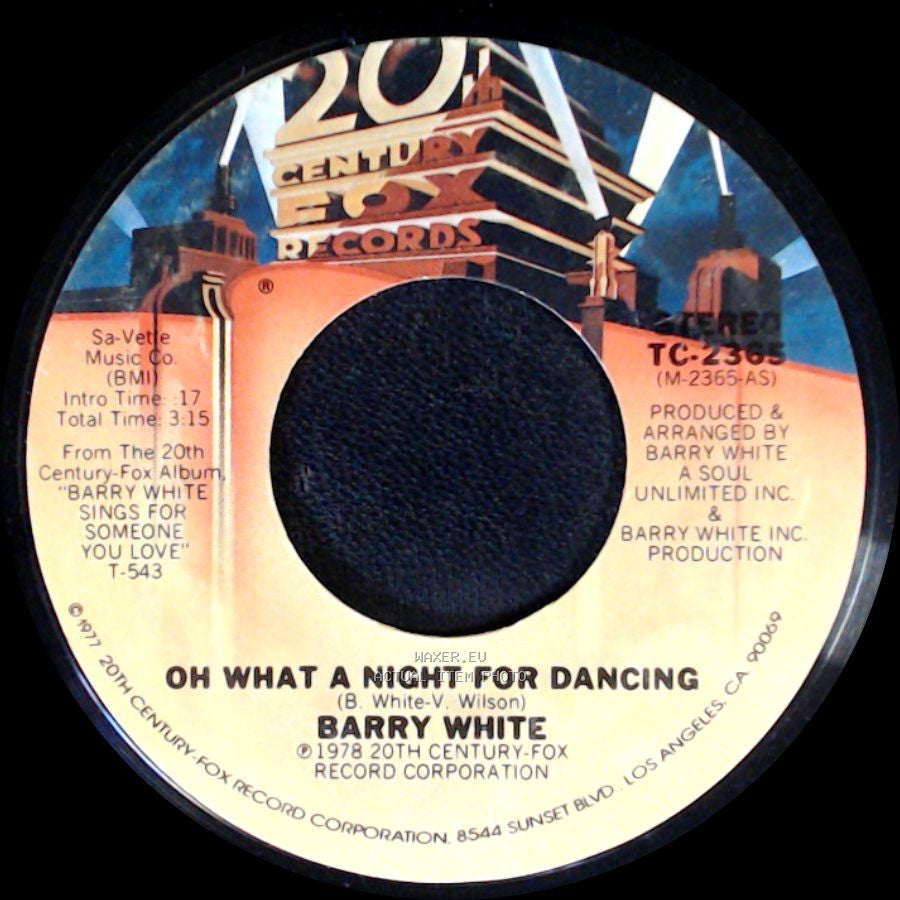 Barry White - Oh What A Night For Dancing / You're So Good You're Bad side A