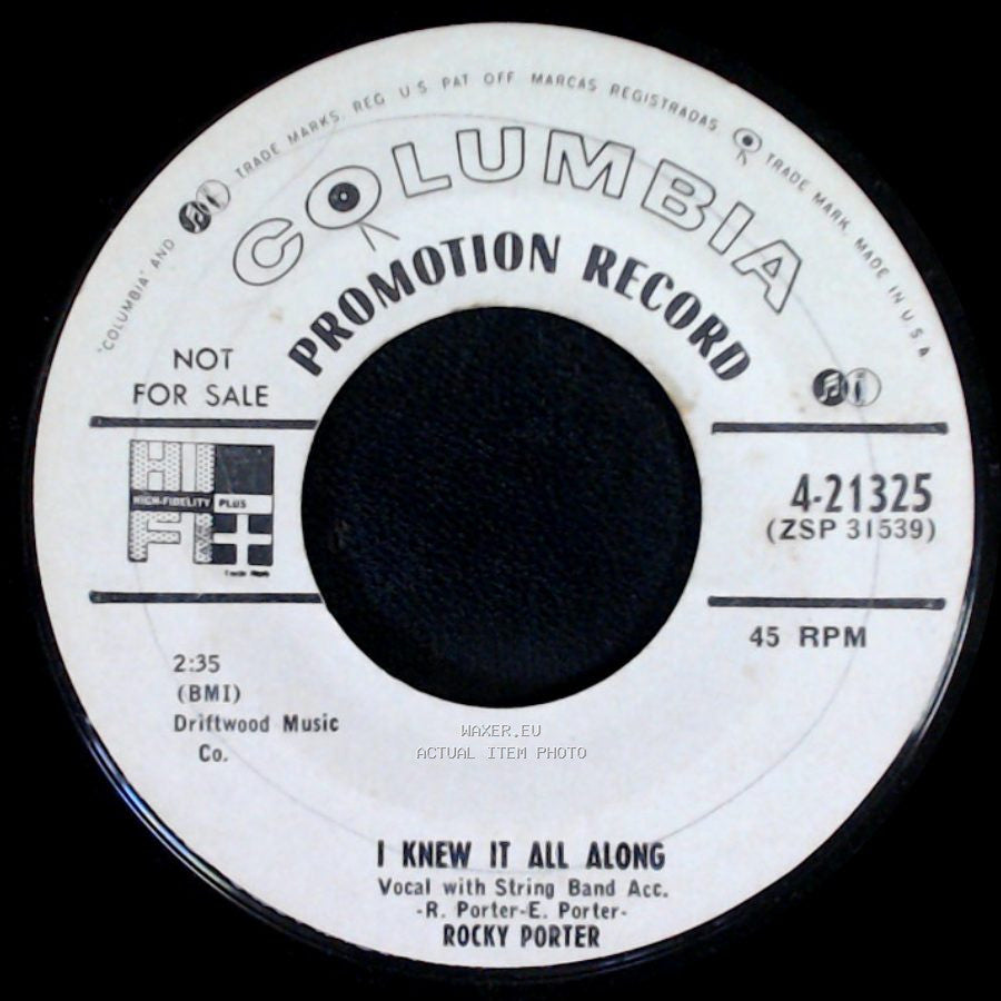 Rocky Porter - Don't Forget To Remember / I Knew It All Along side B