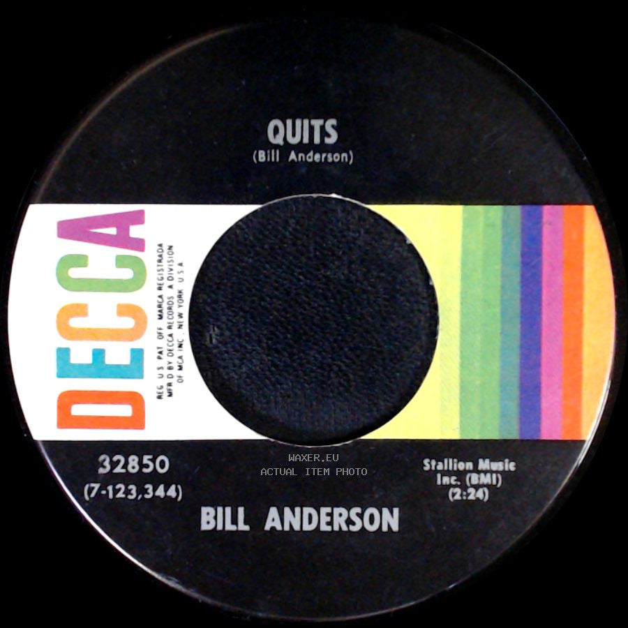 Bill Anderson - I'll Live For You / Quits side B