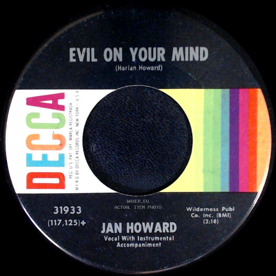 Jan Howard - Evil On Your Mind / Crying For Love side A